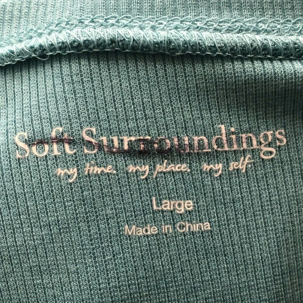 Soft Surroundings Ribbed Tunic Knit V-Neck Top Size L Blue - Picture 7 of 8